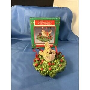 Vtg House of Lloyd Robins Nest Ornament Holly Bush